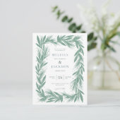 Moderne Winterkranz-Rahmen mit Grün Postkarte (Stehend Vorderseite)