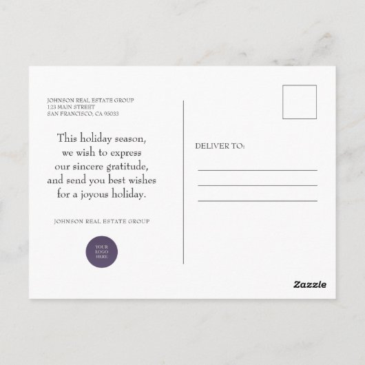 Moderne Winterlandschaft | Feiertagsgrüße Postkarte (Rückseite)