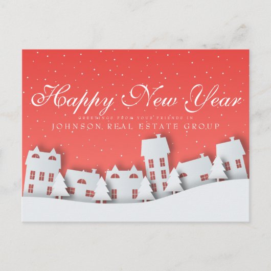 Moderne Winterlandschaft | Neujahrsgrüße Postkarte (Vorderseite)
