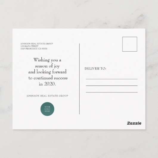 Moderne Winterlandschaft | Neujahrsgrüße Postkarte (Rückseite)