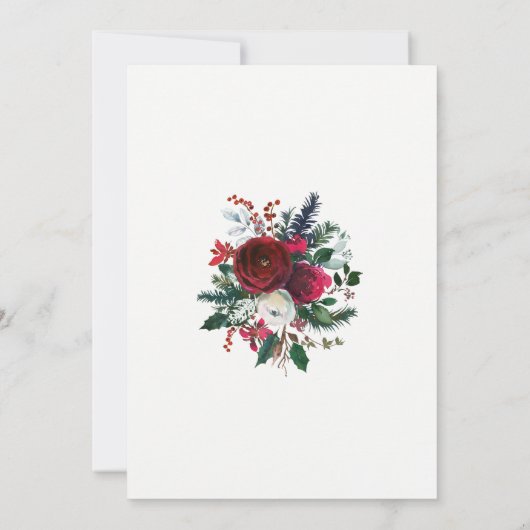 Moderne winterrote Blume Weihnachtsfeiertag Einladung (Rückseite)