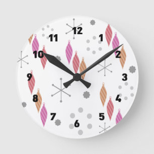 Moderne Winterschmuck aus dem Mittelalter Runde Wanduhr