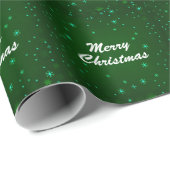 Moderne Winterschneeflocke Frohe Weihnachten Grün Geschenkpapier (Rolleneckpunkt)
