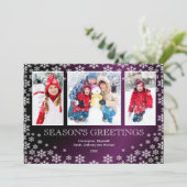 Moderne Winterschneeflocken 3 Foto Grußkarte Einladung (Stehend Vorderseite)