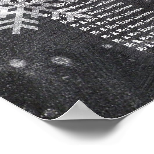 Moderne Winterschneeflocken-Chalkboard-Sitzkarte Poster (Ecke)