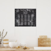Moderne Winterschneeflocken-Chalkboard-Sitzkarte Poster (Küche)