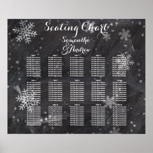 Moderne Winterschneeflocken-Chalkboard-Sitzkarte Poster