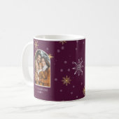 Moderne Winterschneeflocken Foto Burgund Weihnacht Kaffeetasse (Vorderseite Links)
