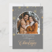 Moderne Winterschneeflocken Foto Grau Weihnachten (Vorderseite)