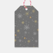 Moderne Winterschneeflocken Foto Grau Weihnachten Geschenkanhänger (Rückseite)