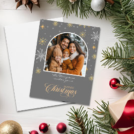 Moderne Winterschneeflocken Foto Grau Weihnachten Karte