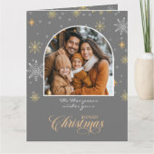 Moderne Winterschneeflocken Foto Grau Weihnachten Karte (Vorderseite)