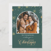 Moderne Winterschneeflocken Foto Grün Weihnachten (Vorderseite)