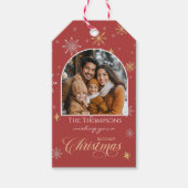 Moderne Winterschneeflocken Foto Weihnachten Geschenkanhänger (Vorderseite)