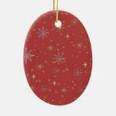 Moderne Winterschneeflocken Foto Weihnachten Keramik Ornament (Hinten)