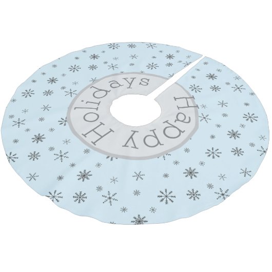 Moderne Winterschneeflocken individuell anpassbar Polyester Weihnachtsbaumdecke (Schrägansicht)