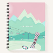 Moderne Winterskipisten mit Snowboard Personalisie Notizblock (Vorderseite)