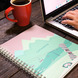 Moderne Winterskipisten mit Snowboard Personalisie Notizblock