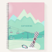 Moderne Winterskipisten mit Snowboard Personalisie Notizblock (Vorderseite)