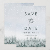 Moderne Winterwald-Hochzeit Save the Date (Vorne/Hinten)