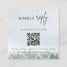 Moderne Winterwald-Hochzeits-RSVP-Karte