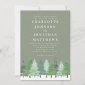 Moderne Winterwälder QR-Code Sage Green Wedding Einladung (Vorderseite)