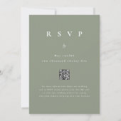 Moderne Winterwälder QR-Code Sage Green Wedding Einladung (Rückseite)