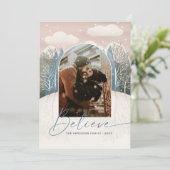 Moderne Winterwälder Weihnachten. Glaube Arch Foto Feiertagskarte (Stehend Vorderseite)