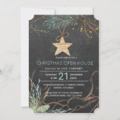 Moderne Winterwaldzweige Weihnachtsbaum Einladung (Vorderseite)