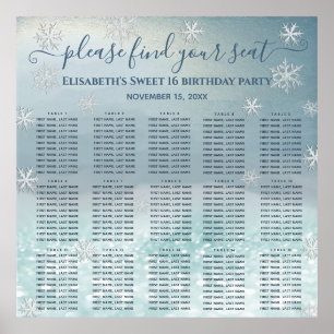Moderne Winterwunderland-Sitzkarte 15 Tische Poster