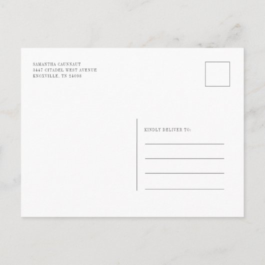 Moderne wir haben eine Verlobte Foto-Engagement-Pa Einladungspostkarte (Rückseite)