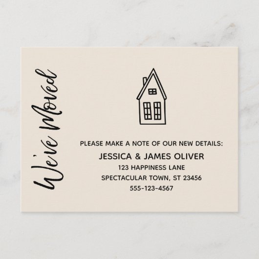 Moderne wir haben kleine Häuser Gezeichnet Creme Postkarte (Vorderseite)