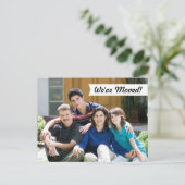 Moderne Wir haben uns bewegt! Neue Zuhause Foto Po Ankündigungspostkarte (Stehend Vorderseite)