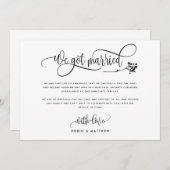 Moderne wir haben Verheiratete Hochzeit / Elope An Einladung (Vorne/Hinten)