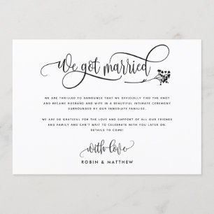 Moderne wir haben Verheiratete Hochzeit / Elope An Einladung