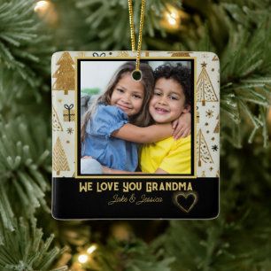 Moderne Wir Liebe für Sie Oma Black und Gold Keramikornament