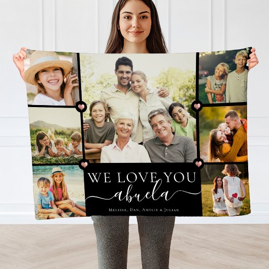 Moderne Wir Liebe Sie Abuela Familie Foto Collage Fleecedecke