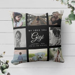 Moderne wir Liebe Sie GIGI Muttertag Foto Collage Kissen<br><div class="desc">Wir Liebe Sie,  Gigi: Für die beste Oma in Ihrem Leben eine moderne,  trendige Instragram Familie Foto Collage werfen Kissen mit schicken Schrift Typografie und Ihren persönlichen Namen und Botschaft. Das ist die elegante schwarze Version.</div>