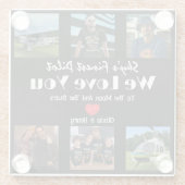 Moderne "Wir Liebe Sie" individuelle FotoCollage Glasuntersetzer (Rückseite)