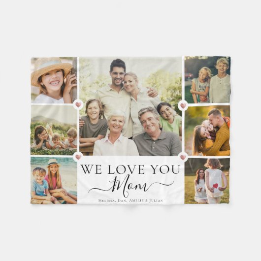 Moderne wir Liebe Sie Mama Familienfoto Collage Fleecedecke (Vorderseite (Horizontal))