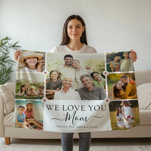 Moderne wir Liebe Sie Mama Familienfoto Collage Fleecedecke