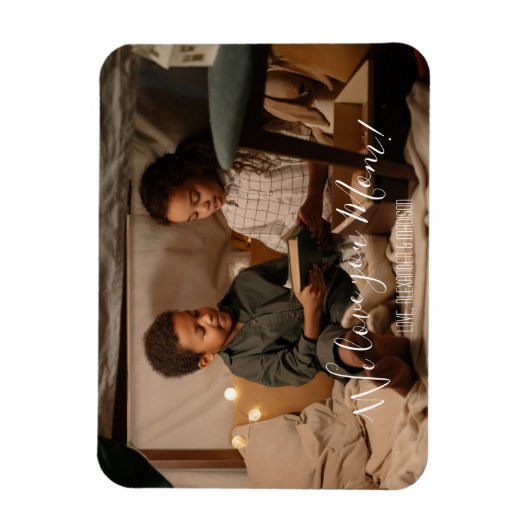 Moderne Wir Liebe Sie Mama Foto Magnet (Vertikal)
