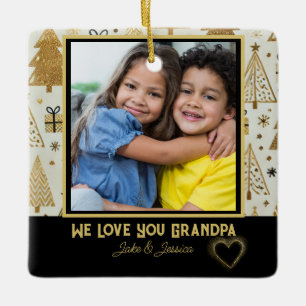 Moderne Wir Liebe Sie Opa Black und Gold Keramikornament