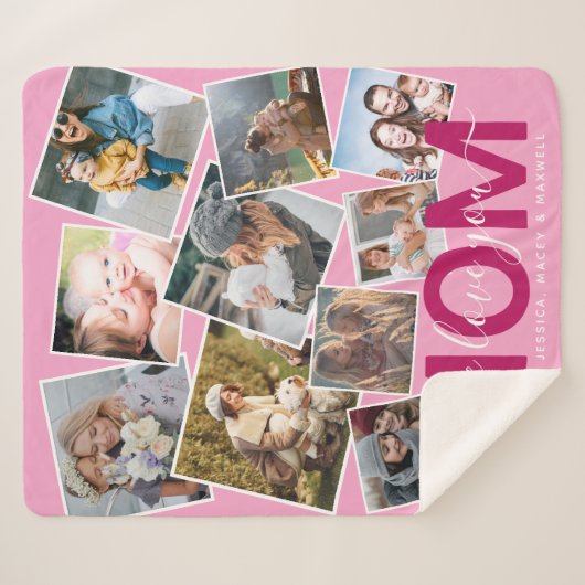 Moderne "Wir Liebe You" FotoCollage Mama Sherpadecke (Vorderseite (Horizontal))