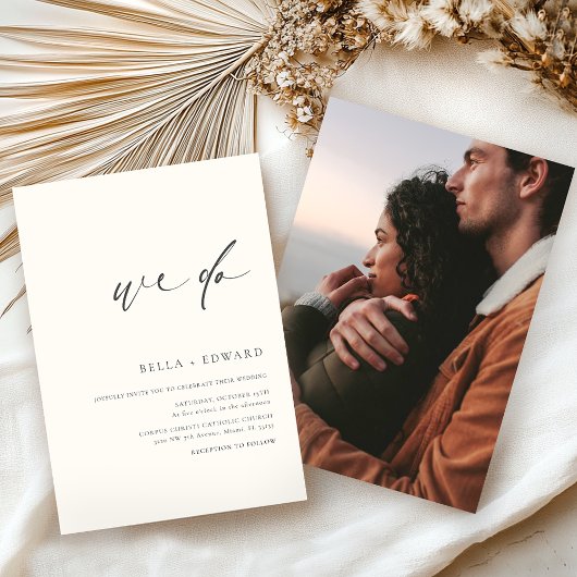 Moderne wir machen Foto Hochzeit Einladung