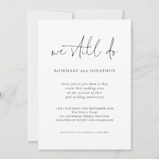 Moderne wir machen noch Skript Vow Erneuerende Ein Einladung (Vorderseite)