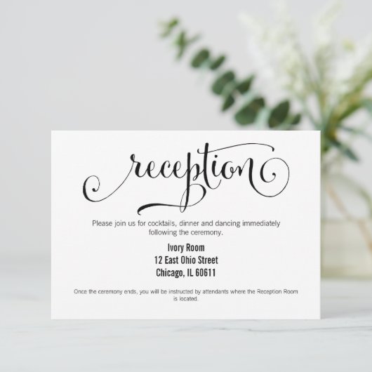 Moderne wir machen Script Wedding Reception Card Einladung (Stehend Vorderseite)
