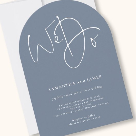 Moderne wir machen Skriptdusty Blue QR Code Hochze Einladung