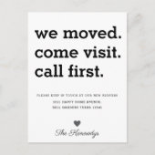 Moderne wir mochten Kommen Besuch Anruf Erste Typo Ankündigungspostkarte (Vorderseite)