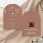 Moderne wir schreiben Soft Brown QR Code Hochzeit Einladung